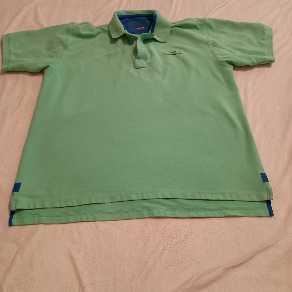 Orvis Men's Polo Size XL Tall Mint Green And Blue